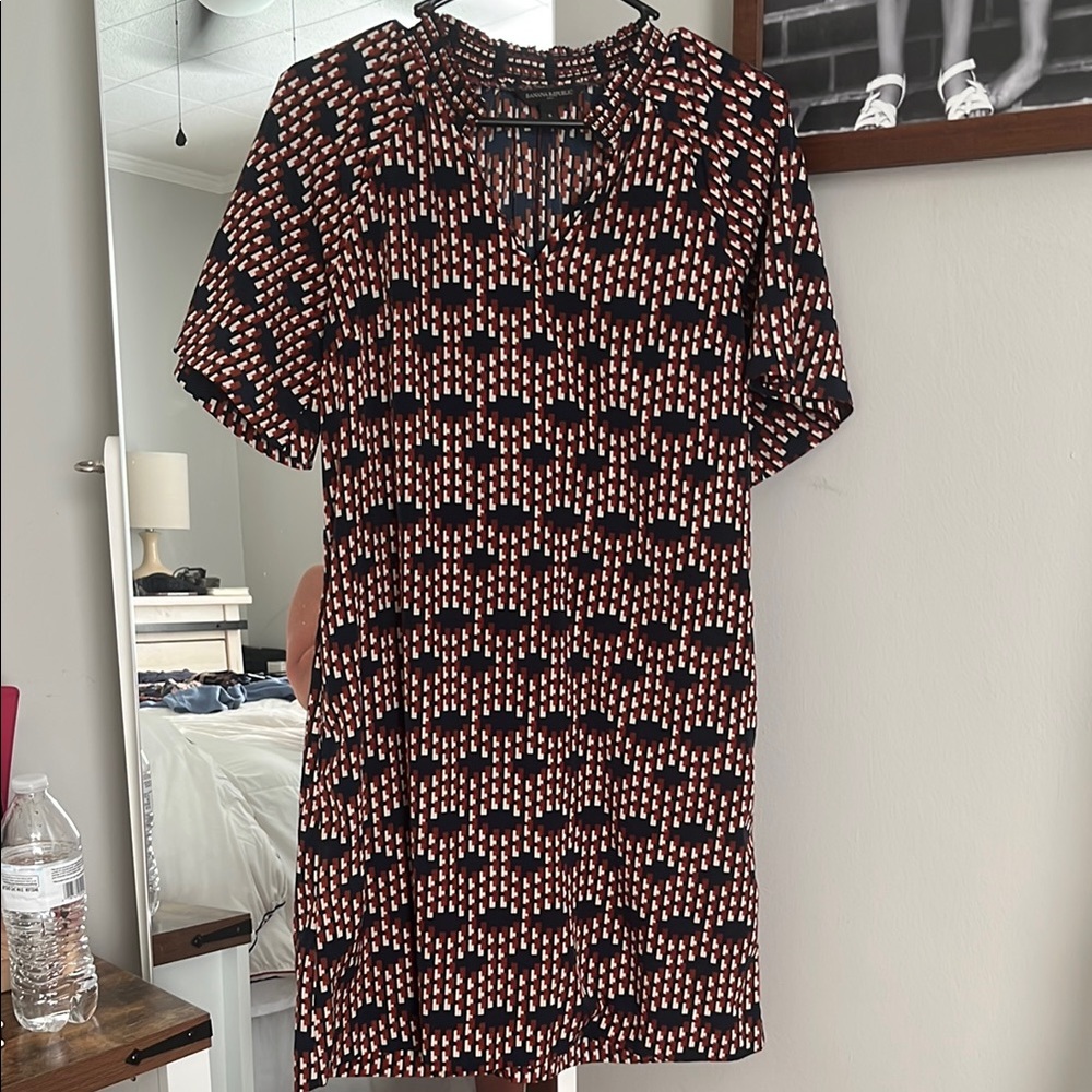 Stylish navy and rust Patterned Dress